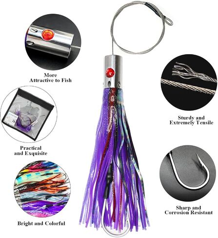 VIKETECH 10’’ 6oz Stainless Deep Sea Fishing Trolling Lure for Marlin Tuna Mahi Mahi Wahoo Sailfish Dolphin Saltwater Offshore Big Game Trolling Lures Included Mesh Bag in Saudi Arabia