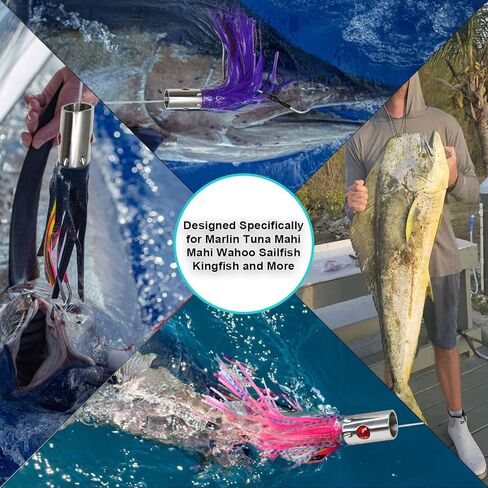 VIKETECH 10’’ 6oz Stainless Deep Sea Fishing Trolling Lure for Marlin Tuna Mahi Mahi Wahoo Sailfish Dolphin Saltwater Offshore Big Game Trolling Lures Included Mesh Bag in Saudi Arabia