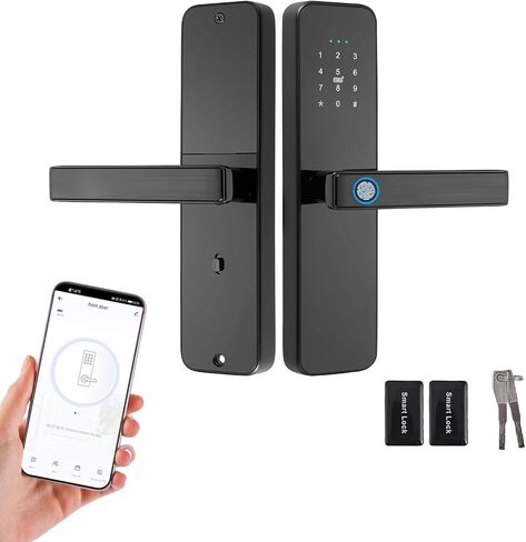 EIYSIE WiFi Smart Door Lock with Handle, Fingerprint Lock Keyless Entry Door Lock with Keypad, Electronic Door Lock for Front Door and Bedroom, Digital Lock Built-in WiFi and App Control in Saudi Arabia