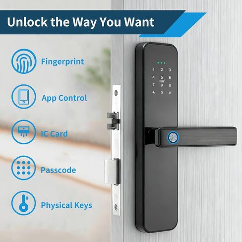EIYSIE WiFi Smart Door Lock with Handle, Fingerprint Lock Keyless Entry Door Lock with Keypad, Electronic Door Lock for Front Door and Bedroom, Digital Lock Built-in WiFi and App Control in Saudi Arabia