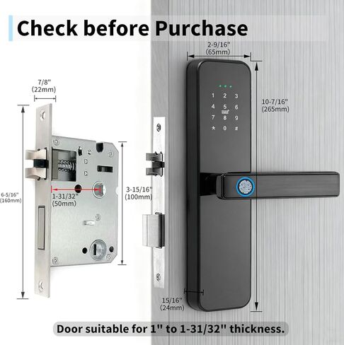 EIYSIE WiFi Smart Door Lock with Handle, Fingerprint Lock Keyless Entry Door Lock with Keypad, Electronic Door Lock for Front Door and Bedroom, Digital Lock Built-in WiFi and App Control in Saudi Arabia