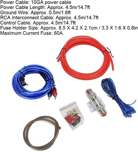 Keenso Car Wire Kit, Subwoofer Audio Speakers Replacement Zinc Alloy Wire Set Kit, 10GA Power Amplifier in Saudi Arabia