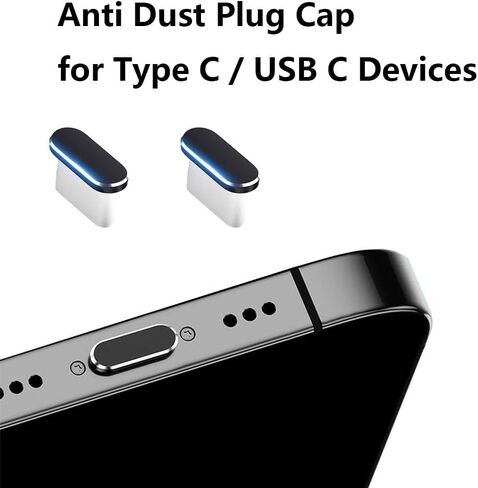 2 PCS Type C Charging Port Plug Cover Cap, 5 PCS Earpiece Speaker Mash Anti Dust Proof Adhesive Covers for iPhone 17 Pro Max - Blue in Saudi Arabia