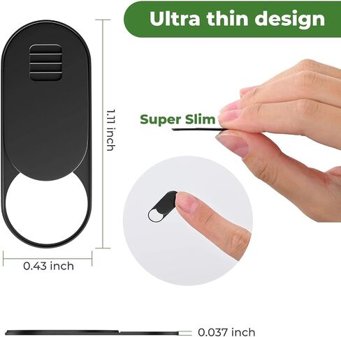 Laptop Camera Cover Slide [3-Pack] 1.11X0.43 in Ultra-Thin Oval Webcam Cover with Case/Cleaning Cloth, Compatible with MacBook, Laptop, PC, iMac, iPad, iPhone, 0.03 inch, Protect Privacy and Security in Saudi Arabia