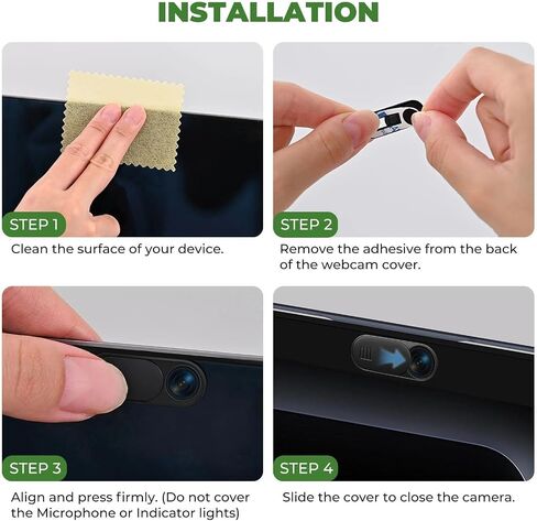 Laptop Camera Cover Slide [3-Pack] 1.11X0.43 in Ultra-Thin Oval Webcam Cover with Case/Cleaning Cloth, Compatible with MacBook, Laptop, PC, iMac, iPad, iPhone, 0.03 inch, Protect Privacy and Security in Saudi Arabia