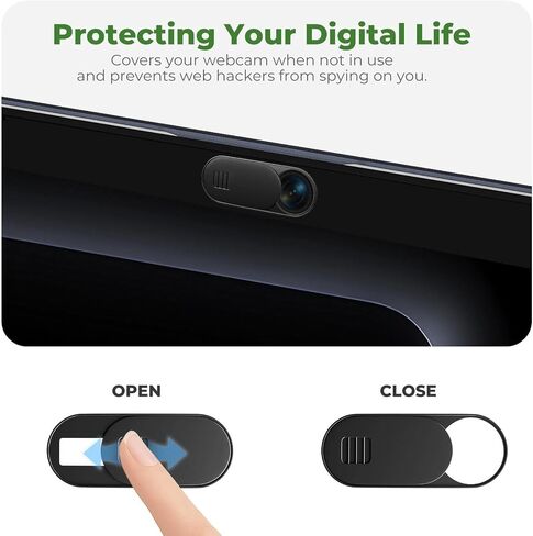 Laptop Camera Cover Slide [3-Pack] 1.11X0.43 in Ultra-Thin Oval Webcam Cover with Case/Cleaning Cloth, Compatible with MacBook, Laptop, PC, iMac, iPad, iPhone, 0.03 inch, Protect Privacy and Security in Saudi Arabia