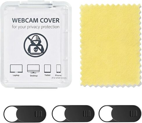 Laptop Camera Cover Slide [3-Pack] 1.11X0.43 in Ultra-Thin Oval Webcam Cover with Case/Cleaning Cloth, Compatible with MacBook, Laptop, PC, iMac, iPad, iPhone, 0.03 inch, Protect Privacy and Security in Saudi Arabia