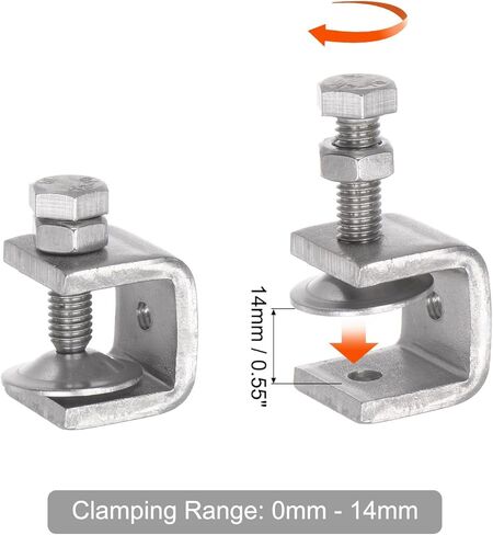 uxcell Stainless Steel C-Clamp with 0.79 Inch Wide Jaw Opening for Woodworking Welding Building Household Mount 4 Pcs in Kuwait