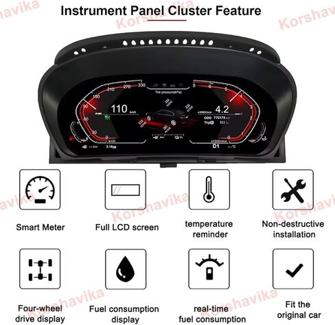 LCD Digital Cluster لـ BMW X5 E70 2007-2013 ، لوحة مقاييس عدادات لوحة القيادة الافتراضية in Kuwait