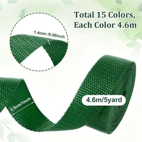 15 Rolls Webbing Strap for Bags 1 Inch Wide, Polypropylene 75 Yards Webbing 1 Inch Heavy Duty Webbings for Bags, Climbing Outdoors Indoors, Crafting DIY(15 Colors Mixed) in Kuwait