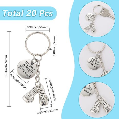 SUNNYCLUE 1 Box 20Pcs Silver Cheer Keychains Inspire Key Chain Bulk Metal Alloy Cheerleader Stuff Team Pom Pom Decoration Charm Keyring for Cheerleading Jewelry DIY Craft Keepsake Accessories in Saudi Arabia