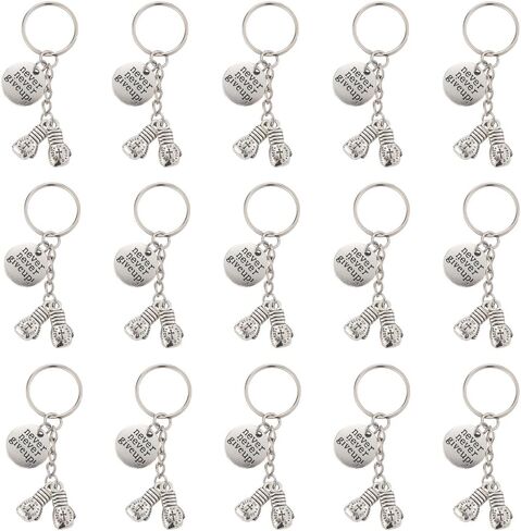 SUNNYCLUE 1 Box 20Pcs Silver Cheer Keychains Inspire Key Chain Bulk Metal Alloy Cheerleader Stuff Team Pom Pom Decoration Charm Keyring for Cheerleading Jewelry DIY Craft Keepsake Accessories in Saudi Arabia