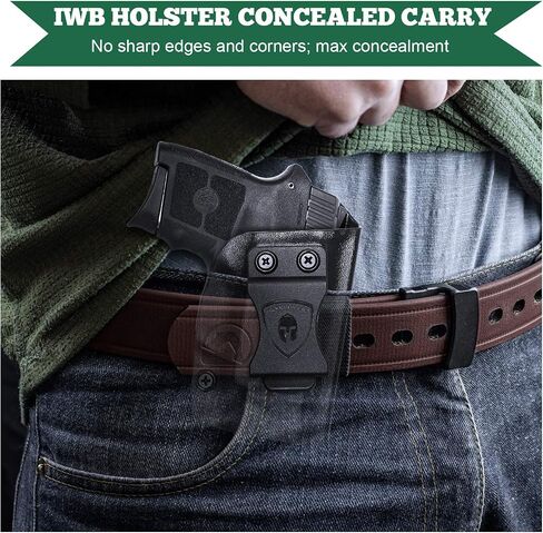 WARRIORLAND IWB Kydex Holster، اختر Fit for S&W Bodyguard 2.0 /M&P Bodyguard 380 أو 380 مع ليزر أحمر مدمج لتتبع قرمزي - حزام داخلي مخفي للحمل، قابل للتعديل والاحتفاظ in Kuwait