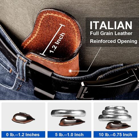 Full Grain Leather IWB Holster Compatible with Glock 17/19/ 19X/ 43X MOS, Taurus G2C/G3C, Sig P365/P365X/ P320/ M18/M17, M&P 9 Shield Plus, Hellcat & Other Full Size Compact Subcompact Pocket Handguns in Kuwait