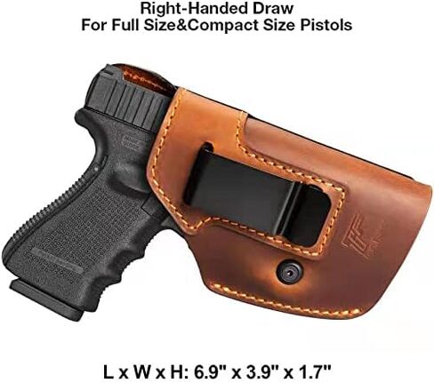Full Grain Leather IWB Holster Compatible with Glock 17/19/ 19X/ 43X MOS, Taurus G2C/G3C, Sig P365/P365X/ P320/ M18/M17, M&P 9 Shield Plus, Hellcat & Other Full Size Compact Subcompact Pocket Handguns in Kuwait