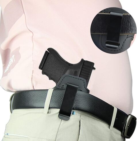 حافظة جلدية IWB لحزام الخصر الداخلي المخفي تناسب: S&W M&P Shield-Glock19 26 29 30 32 43-Beretta Px4-RUGER EC9s-SIG-HK-Taurus-XDS أو مسدسات مماثلة الحجم in Kuwait