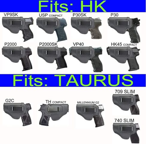 حافظة جلدية IWB لحزام الخصر الداخلي المخفي تناسب: S&W M&P Shield-Glock19 26 29 30 32 43-Beretta Px4-RUGER EC9s-SIG-HK-Taurus-XDS أو مسدسات مماثلة الحجم in Kuwait