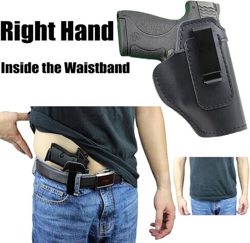 حافظة جلدية IWB لحزام الخصر الداخلي المخفي تناسب: S&W M&P Shield-Glock19 26 29 30 32 43-Beretta Px4-RUGER EC9s-SIG-HK-Taurus-XDS أو مسدسات مماثلة الحجم in Kuwait