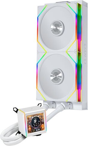 مبرد سائل Lian Li Galahad II LCD مقاس 280 مم AIO Asetek الجيل الثامن - مراوح RGB 2 × 140 مم - تحكم لاسلكي 2.4 جيجا هرتز - شاشة IPS LCD مقاس 2.88 بوصة - مراوح TL متسلسلة مثبتة مسبقًا - أسود (GA2ALCD28TLB) in Saudi Arabia