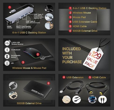 Dell Inspiron 2-in-1 Business Laptop with Lifetime MS Office, 14" FHD+ Touchscreen, AMD Ryzen 5, 32GB RAM, 1.5TB Storage (1TB SSD+500GB Ext), WiFi 6, Backlit Keyboard, MarxsolAccessory, Windows 11 Pro in Kuwait