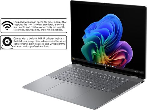 HP OmniBook X Flip Copilot+ AI PC 2-in-1 Laptop | 16" WUXGA Touch (400nits) | AMD 8-core Ryzen AI 7 350 (Up to 50 Tops) | 24GB DDR5 1TB SSD | Backlit 5MP IR Privacy Camera Win11Pro w/DLCA Accessory in Saudi Arabia