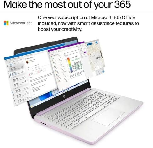 كمبيوتر محمول للاستخدام اليومي HP 2025 مقاس 14 بوصة للطلاب والأعمال - مكتب 365 مدعوم بالذكاء الاصطناعي • وحدة معالجة مركزية Intel رباعية النواة • خفيفة للغاية • ذاكرة وصول عشوائي (RAM) سعة 16 جيجابايت • سعة تخزين 384 جيجابايت (بطاقة SD سعة 128 جيجابايت +  in Saudi Arabia