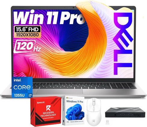 الكمبيوتر المحمول Dell 2025 للأعمال | شاشة 15.6 بوصة FHD 120 هرتز IPS مضادة للتوهج | Intel Core i7-1355U | Win 11 Pro | لوحة مفاتيح بإضاءة خلفية | بصمة الإصبع | WiFi 6 | ذاكرة الوصول العشوائي 32 جيجابايت + 1 تيرابايت SSD in Kuwait