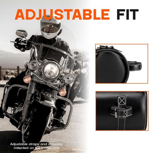 7.9L Universal Motorcycle Tool Bag, PU Leather Roll Saddlebag for Handlebar & Front Fork,Waterproof Storage Pouch with Skull Design, for Harley Bikes in Saudi Arabia