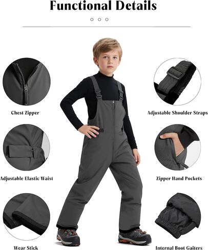 Wantdo Boy's Waterproof Ski Bibs Warm Snow Pants Snowboarding Overall Insulated Outdoor Jumpsuit in Saudi Arabia