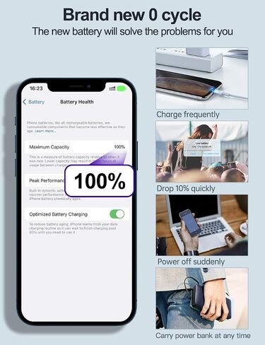 بطارية EMNT لهاتف iPhone 13 بقدرة 15000 مللي أمبير في الساعة بديلة بطارية ليثيوم أيون بوليمر عالية السعة مع مجموعة أدوات إصلاح كاملة وتعليمات in Saudi Arabia