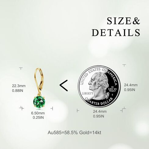 KECHO 14K الصلبة الذهب مويسانيتي أقراط للنساء جوهرة الميلاد Leverback استرخى إسقاط أقراط 1.0 CT الماس مجوهرات للنساء in Saudi Arabia