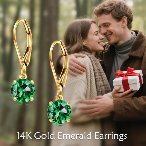 KECHO 14K الصلبة الذهب مويسانيتي أقراط للنساء جوهرة الميلاد Leverback استرخى إسقاط أقراط 1.0 CT الماس مجوهرات للنساء in Saudi Arabia