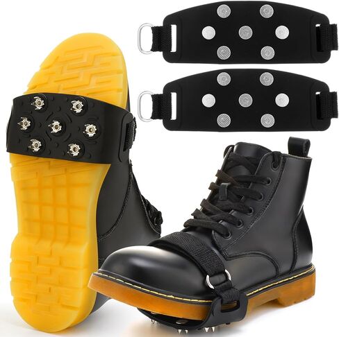 2 Pack Crampon Traction Cleats 7 Tooth Mountaineering Anti-Skid Traction Grips Crampons Spikes 7 Point Cleats for Footwear for Walking Jogging Hiking Mountaineering Ice Snow Grips in Saudi Arabia
