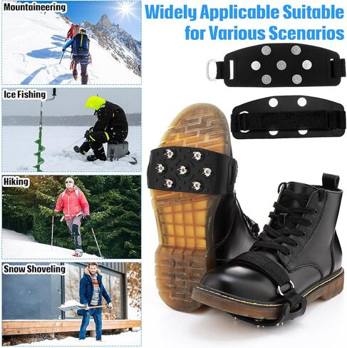 2 Pack Crampon Traction Cleats 7 Tooth Mountaineering Anti-Skid Traction Grips Crampons Spikes 7 Point Cleats for Footwear for Walking Jogging Hiking Mountaineering Ice Snow Grips in Saudi Arabia