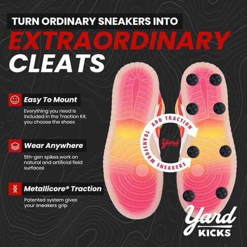Yardkicks Molded Baseball Cleats Traction Kit: Create Custom Cleats for Boys & Girls – Transform Sneakers into Youth Softball Spikes – 20 Studs Unisex Spikes Also Work for Flag Football, Lacrosse in Saudi Arabia