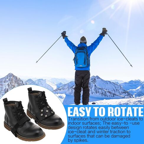 2 Pack Crampon Traction Cleats 7 Tooth Mountaineering Anti-Skid Traction Grips Crampons Spikes 7 Point Cleats for Footwear for Walking Jogging Hiking Mountaineering Ice Snow Grips in Saudi Arabia