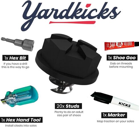 Yardkicks Molded Baseball Cleats Traction Kit: Create Custom Cleats for Boys & Girls – Transform Sneakers into Youth Softball Spikes – 20 Studs Unisex Spikes Also Work for Flag Football, Lacrosse in Saudi Arabia