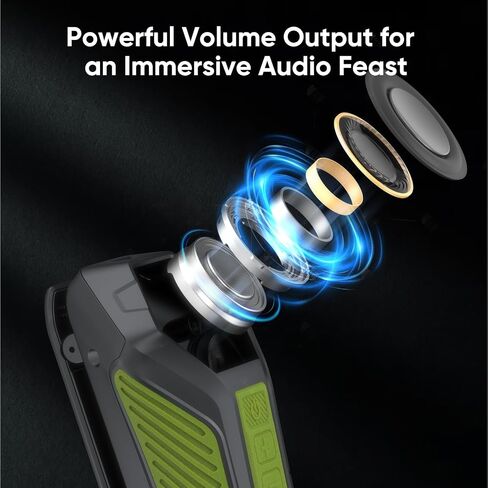 INGA Wearable Bluetooth Speaker, Mini Clip-on Portable Speaker with Light & Warning Lamp, Built-in Mic, Hands-Free Calling, for Work, Cycling, Golf & Outdoor Use(Army Green) in Saudi Arabia