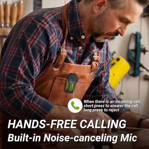 INGA Wearable Bluetooth Speaker, Mini Clip-on Portable Speaker with Light & Warning Lamp, Built-in Mic, Hands-Free Calling, for Work, Cycling, Golf & Outdoor Use(Army Green) in Saudi Arabia