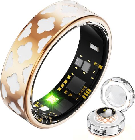 Smart Ring Health Tracker for Women Men, Fitness/Sleep/Stress/HR Tracker, Fitness Tracker with Steps, Distance & Calorie Count, iOS & Android Compatible, IP68 Waterproof (#12) in Kuwait