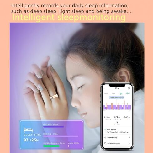 Smart Ring Health Tracker for Women Men, Fitness/Sleep/Stress/HR Tracker, Fitness Tracker with Steps, Distance & Calorie Count, iOS & Android Compatible, IP68 Waterproof (#12) in Kuwait
