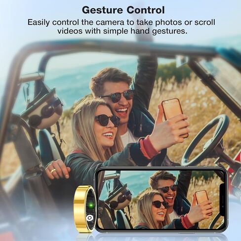 Smart Health Tracking Ring, Sleep Monitoring Ring, with Heart Rate Sensor, Waterproof Activity Tracker, Unisex, Compatible with iOS and Android Systems, 5ATM Waterproof Rating (Gold, 9) in Saudi Arabia