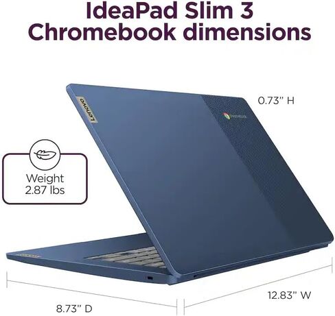 Lenovo IdeaPad Slim 3 Chromebook • شاشة 14 بوصة FHD 250nits • معالج MediaTek Kompanio 520 CPU (8 النواة) • 4 جيجابايت LPDDR4X • 64 جيجابايت eMMC وبطاقة Micro SD 256 جيجابايت • Wi-Fi 6 • نظام تشغيل Chrome • الملحقات in Kuwait