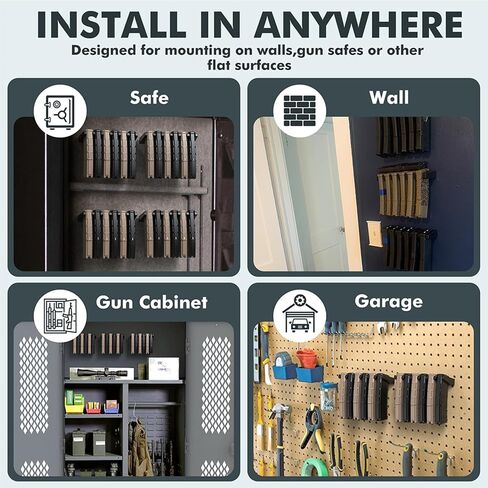 AR-10 Wall Mount Mag Holder for Gun Safe,Standard PMAG Rack Wall Mount | AR10 Wall Mount for AR 308 Rifle Wall Rack|PMAG Magazine Holder Display for Gun Room | AR Mag Storage & Accessories in Kuwait