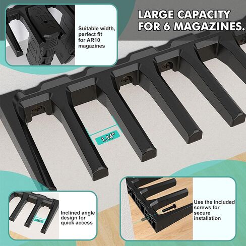 AR-10 Wall Mount Mag Holder for Gun Safe,Standard PMAG Rack Wall Mount | AR10 Wall Mount for AR 308 Rifle Wall Rack|PMAG Magazine Holder Display for Gun Room | AR Mag Storage & Accessories in Kuwait
