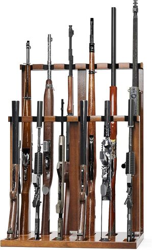 Indoor Gun Racks, Wooden Free Standing Heavy Duty Shotgun Display Rack, Rifle Stand Organizer, 12 Rifles Storage Holder Wood Gun Rack (Walnut) in Saudi Arabia
