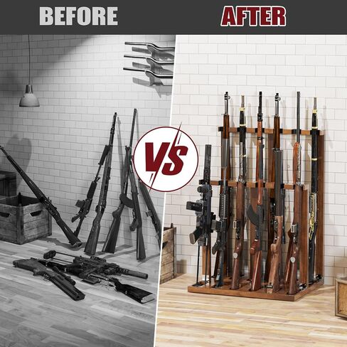 Indoor Gun Racks, Wooden Free Standing Heavy Duty Shotgun Display Rack, Rifle Stand Organizer, 12 Rifles Storage Holder Wood Gun Rack (Walnut) in Saudi Arabia