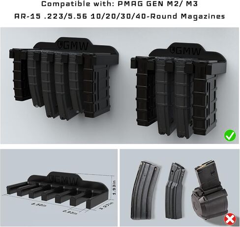 GMW PMAG Magazine Holder, AR Magnetic Mag Holder, AR Wall Mount Mag Holder for Gun Safe, AR Mag Storage and Accessories in Saudi Arabia