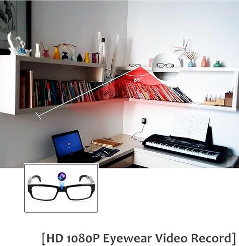 Limiete 1080P HD Spy Glasses Camera – 32GB Built-in Memory/Lightweight Frame / 90 Min Recording/One-Touch Operation/USB Plug & Play, No Wi-Fi Needed, Portable Video Recorder in Saudi Arabia