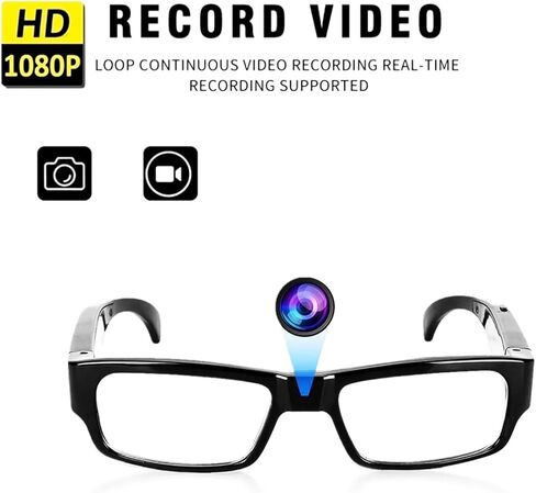 Limiete 1080P HD Spy Glasses Camera – 32GB Built-in Memory/Lightweight Frame / 90 Min Recording/One-Touch Operation/USB Plug & Play, No Wi-Fi Needed, Portable Video Recorder in Saudi Arabia
